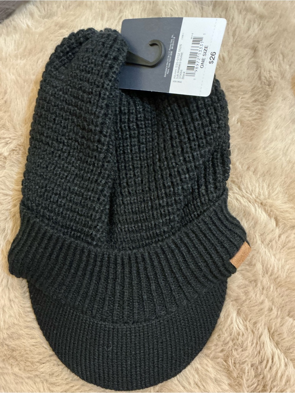NWT St. John's Bay Black Knit Visor Hat